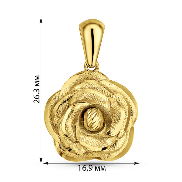 Золотий кулон Троянда (арт. 424974ж) – зображення 4