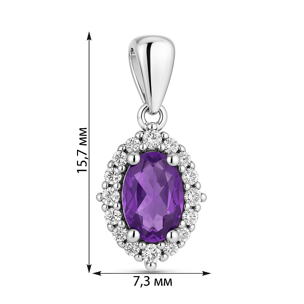 Серебряная подвеска с аметистом и фианитами (арт. 7503/4913А) – изображение 2
