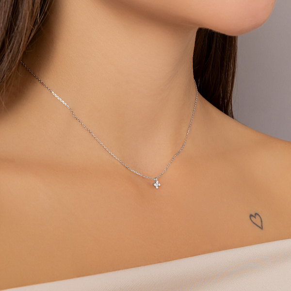 Колье из белого золота с бриллиантом (арт. Ц011288005б) – изображение 3