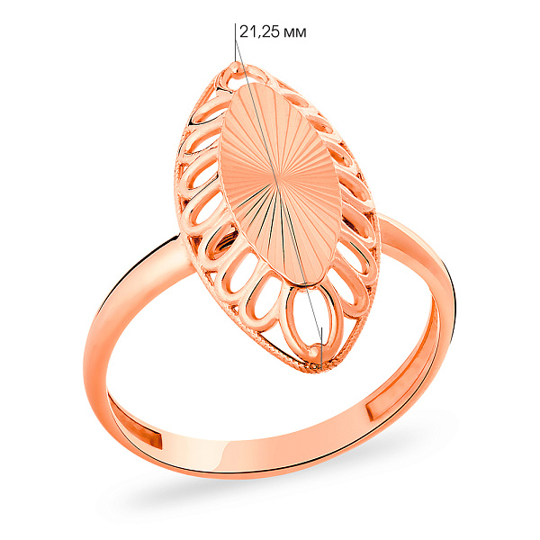 Кольцо золотое с алмазной насечкой (арт. 140704) – изображение 4