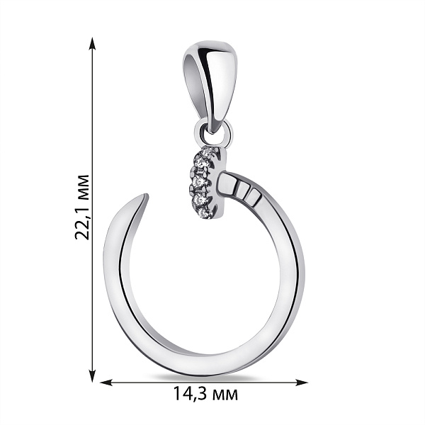 Срібний підвіс в формі цвяха з фіанітами (арт. 7503/4173) – зображення 2