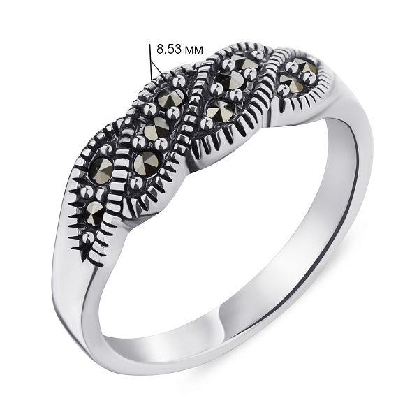Кольцо серебряное с марказитами (арт. 7401/5057мрк) – изображение 2