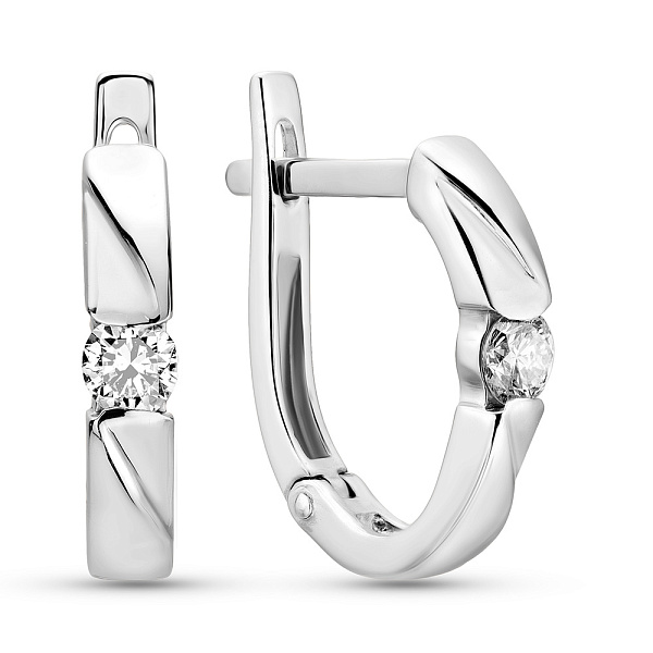 Сережки з білого золота з діамантами (арт. С011074020б) – зображення 1