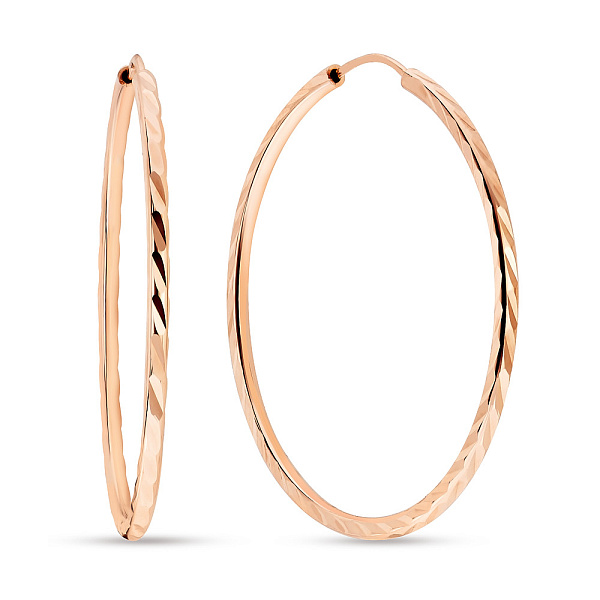 Золотые серьги-кольца в красном цвете металла (арт. 106262/45) – изображение 1