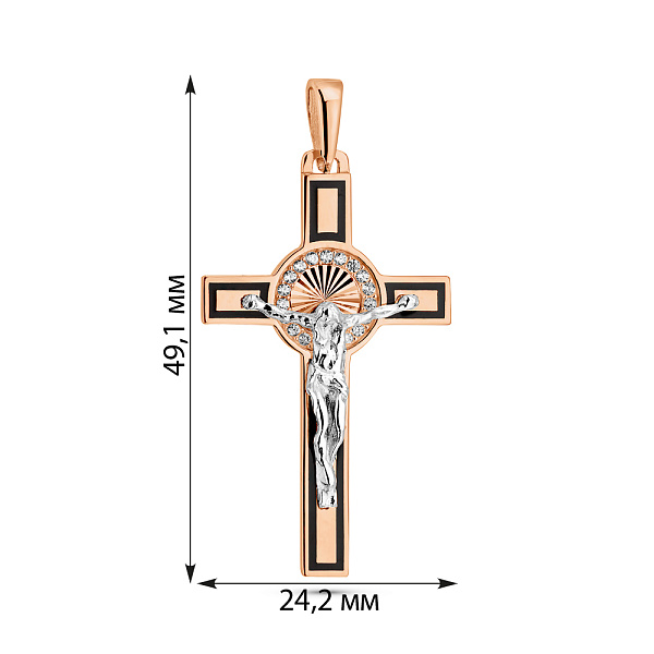 Золотой крестик с фианитами и эмалью (арт. 500676еч) – изображение 3
