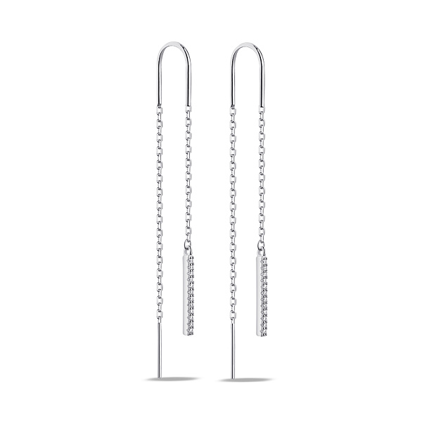 Срібні сережки-протяжки з фіанітами (арт. 7502/3308) – зображення 1