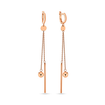 Золотые длинные серьги-подвески без камней (арт. 108652)