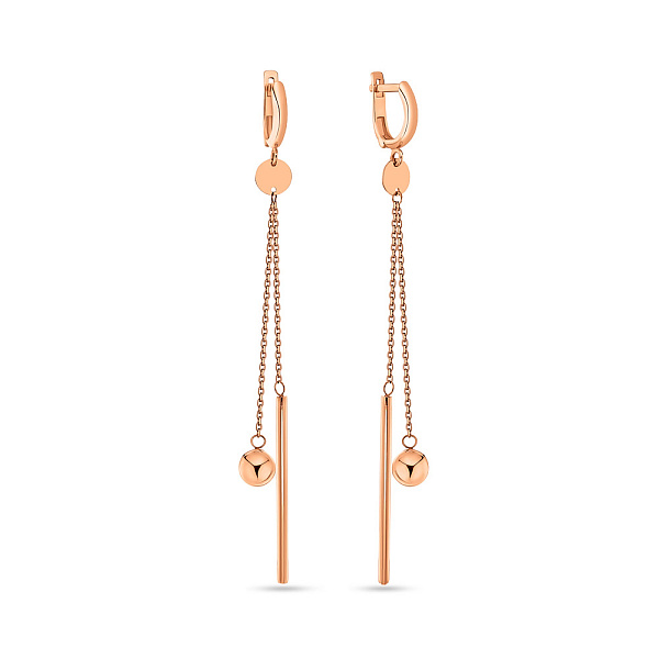 Золоті довгі сережки-підвіски без каміння (арт. 108652) – зображення 1