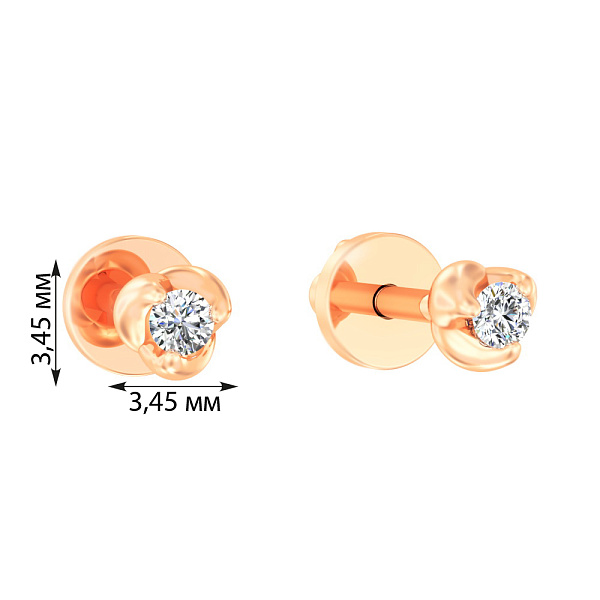Золотые серьги пусеты с фианитами (арт. 110312) – изображение 2