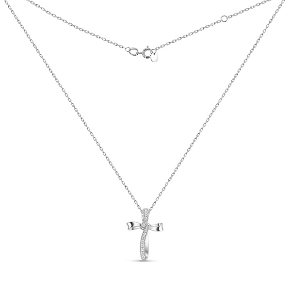 Кольє Хрестик з білого золота з діамантами (арт. Ц011468005б) – зображення 2
