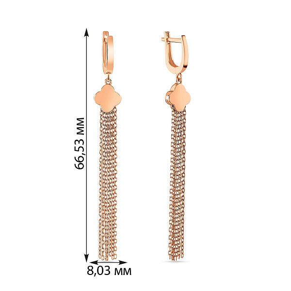 Длинные серьги-подвески "Клевер" из золота (арт. 108599) – изображение 5