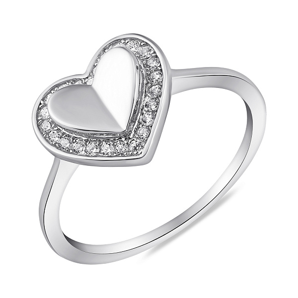 Серебряное кольцо Сердце с фианитами (арт. 7501/7059) – изображение 1