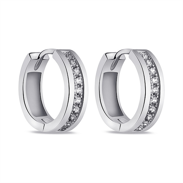 Серьги-кольца из серебра с фианитами (арт. 7502/9334/15) – изображение 1