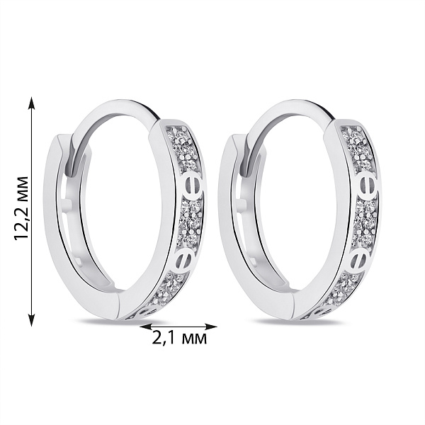 Серьги-кольца из серебра с фианитами (арт. 7502/9177/10) – изображение 2