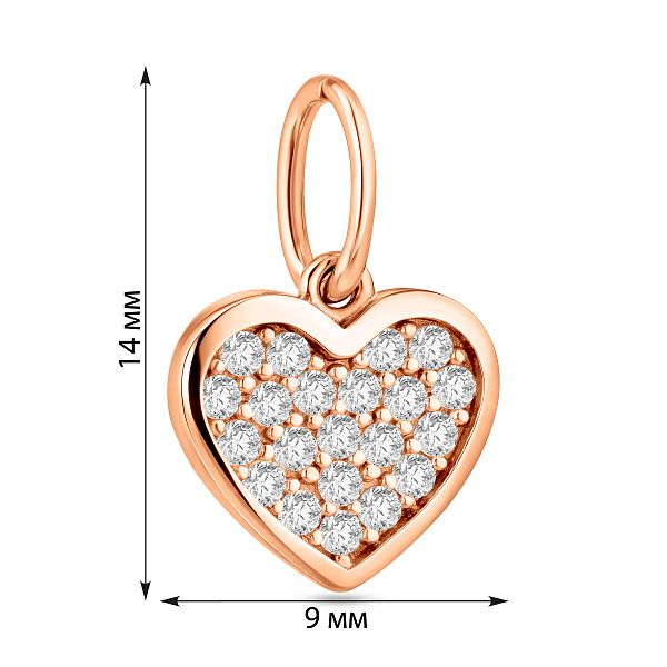 Золотая подвеска Сердечко с фианитами (арт. 424982) – изображение 3