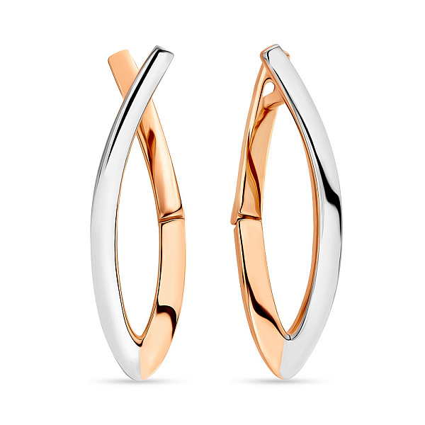 Сережки из золота в красном и белом цвете металла (арт. 107537кб) – изображение 1