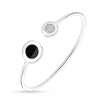 Серебряный браслет с ониксом и фианитами (арт. 7509/3518о)