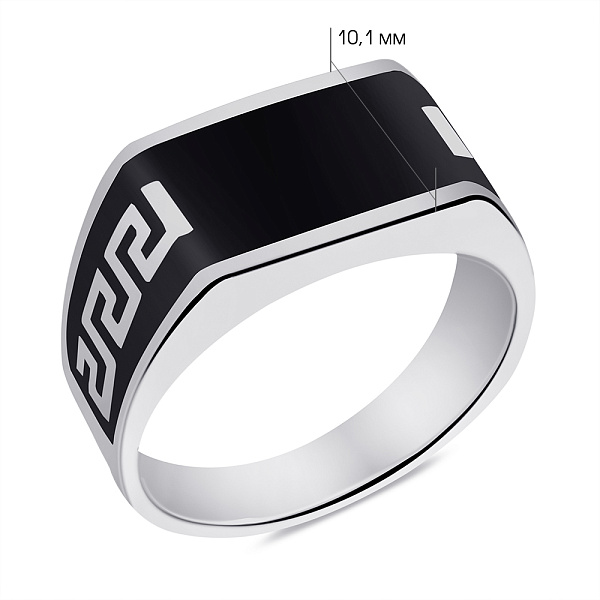 Серебряная печатка с черной эмалью (арт. 7506/6700еч) – изображение 5