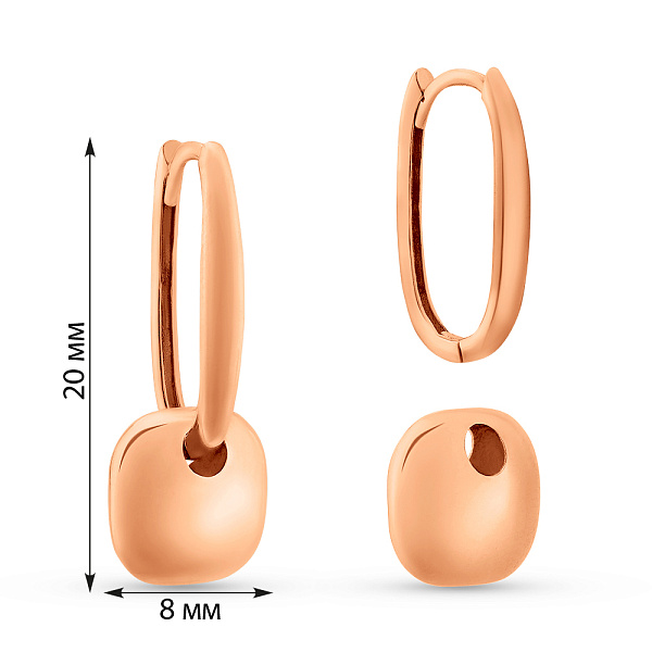 Сережки трансформери з червоного золота (арт. 1091964) – зображення 3