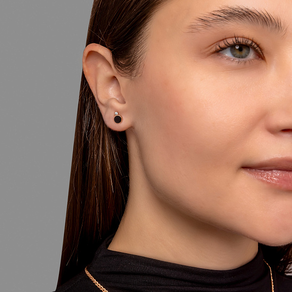 Золоті сережки Лýна з емаллю і фіанітами (арт. 111237еч) – зображення 4