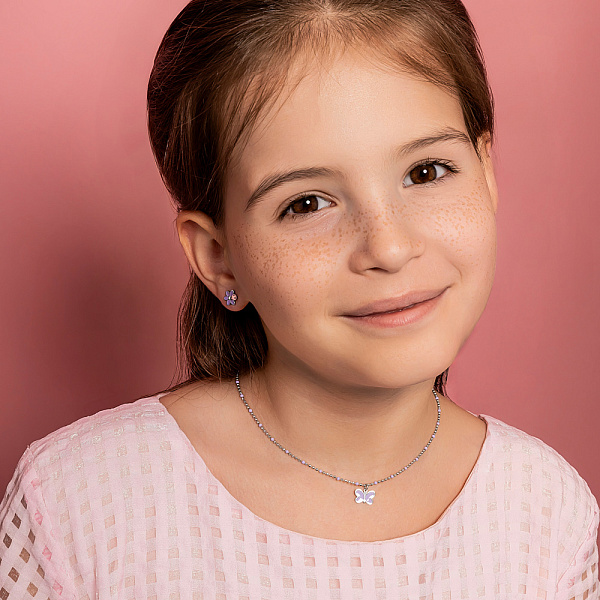 Серебряные серьги-пусеты для детей (арт. 7518/6798ефр) – изображение 4