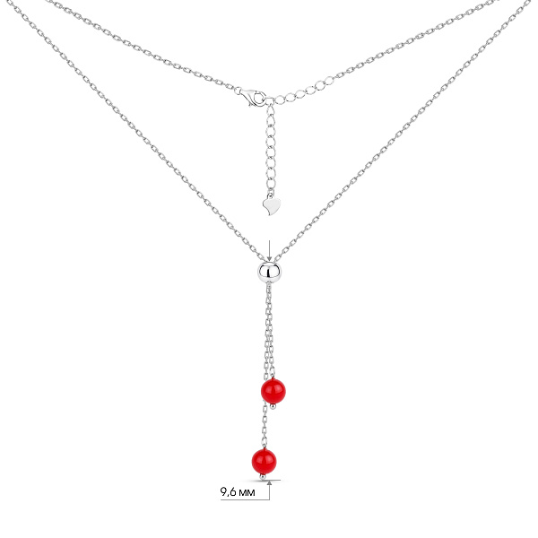 Серебряное колье-галстук с кораллами (арт. 7507/2147176Крк) – изображение 3