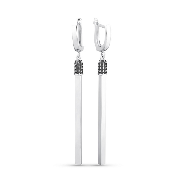 Серьги-подвески из белого золота с фианитами (арт. 107520бч) – изображение 1