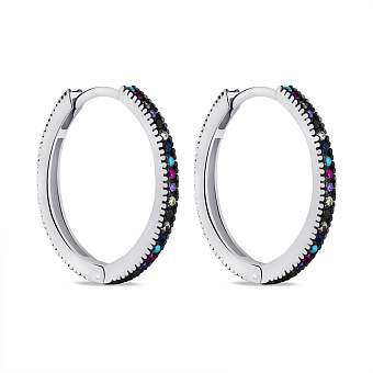 Фото Серебряные серьги-кольца с альпинитами (арт. 7502/9254/20ацв)