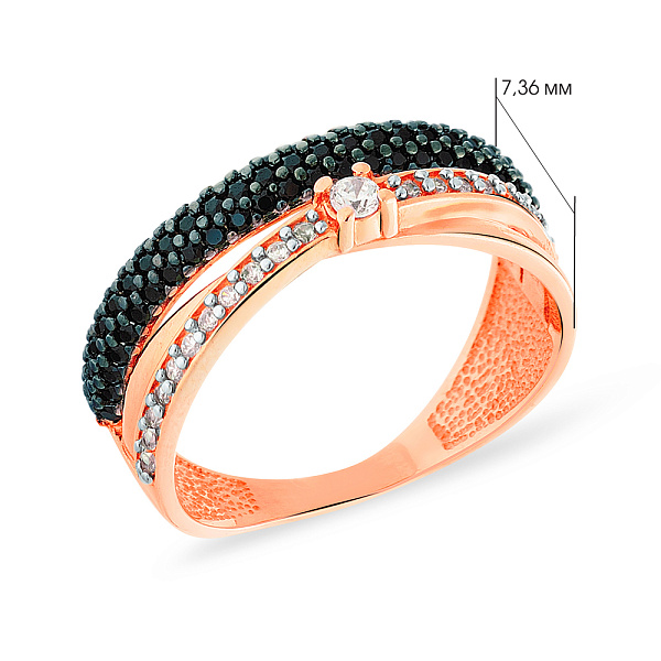 Золота каблучка з фіанітами Синергія (арт. 140463ч) – зображення 3