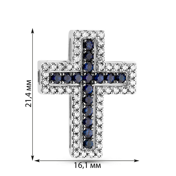 Хрестик трансформер з білого золота з сапфірами і діамантами (арт. 3109472202с) – зображення 3