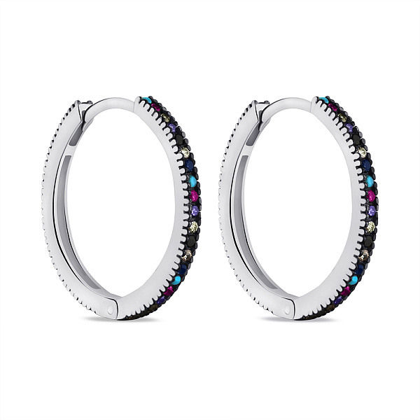 Серебряные серьги-кольца с альпинитами (арт. 7502/9254/20ацв) – изображение 1