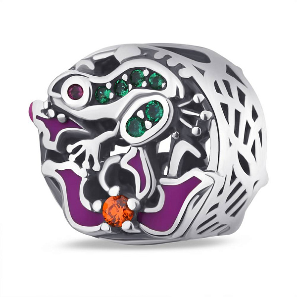 Серебряный шарм Лягушка с фианитами и эмалью (арт. 7903/3301а) – изображение 1
