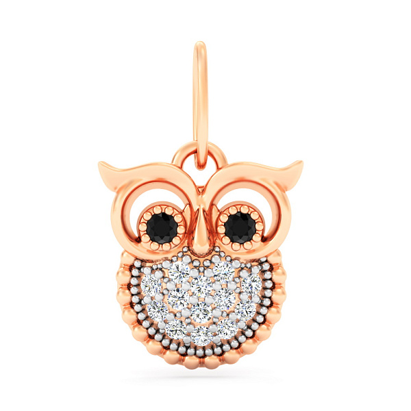 Золотой кулон Сова с фианитами  (арт. 440977) – изображение 1