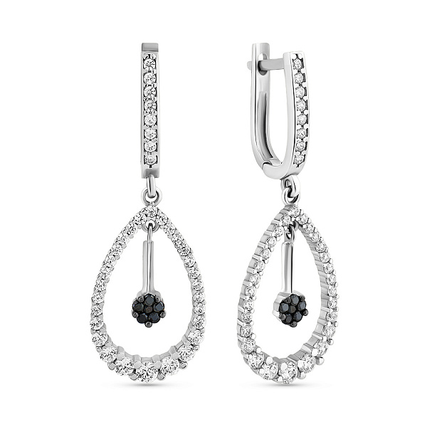 Золотые серьги-подвески с фианитами (арт. 101659бч) – изображение 1