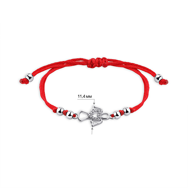 Браслет на красной нити с серебряными вставками (арт. 7309/3350к) – изображение 2