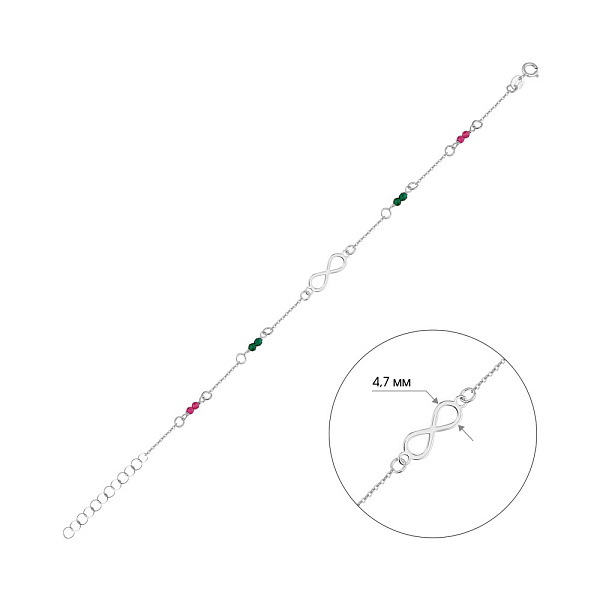 Браслет из белого золота Бесконечность с фианитами (арт. 326973бзмлн) – изображение 2