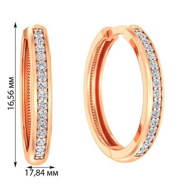 Золоті сережки-кільця з фіанітами (арт. 110882) – зображення 3