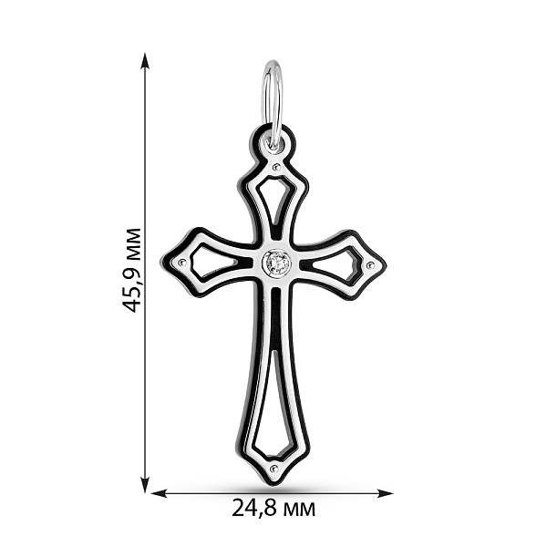 Крестик из белого золота с ониксом и фианитом (арт. 421508б) – изображение 2