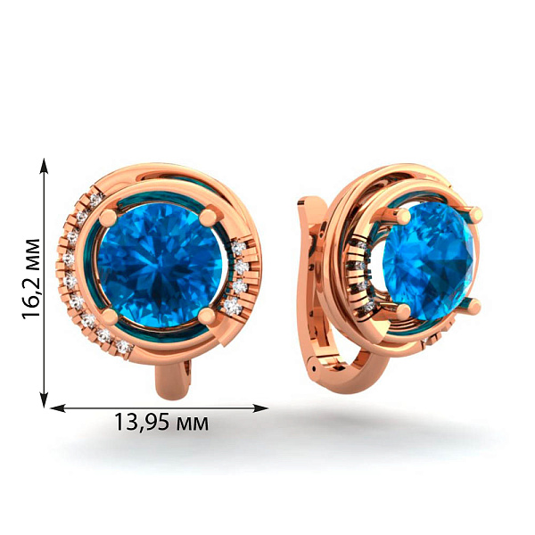 Золотые серьги с кварцем и фианитами (арт. 112000ПсГ) – изображение 3