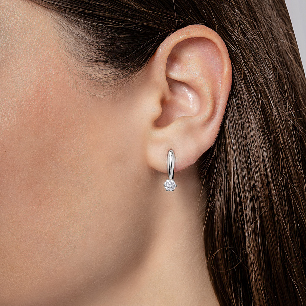 Серьги из белого золота с фианитами (арт. 112500б) – изображение 2