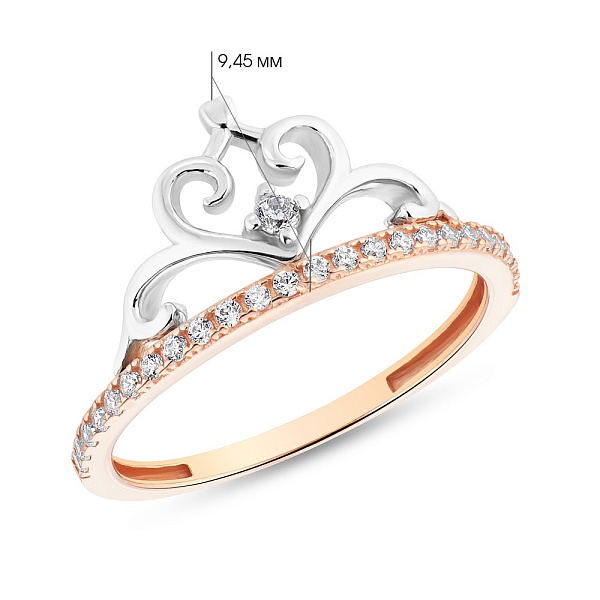 Золотое кольцо Корона с фианитами (арт. 154585кб) – изображение 2