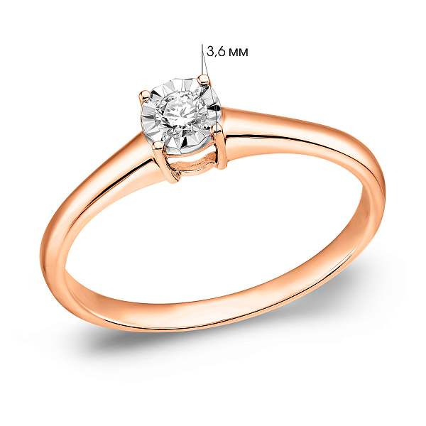 Каблучка з червоного і білого золота з діамантом (арт. К011667005) – зображення 4