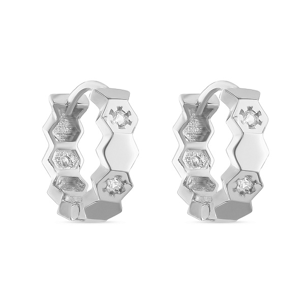 Золотые серьги-кольца с фианитами (арт. 107607/15б) – изображение 1