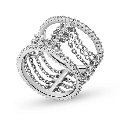 Массивное кольцо из серебра с фианитами (арт. 05012354)