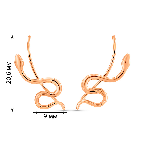 Сережки-клаймбери Змія з червоного золота  (арт. 111284) – зображення 3