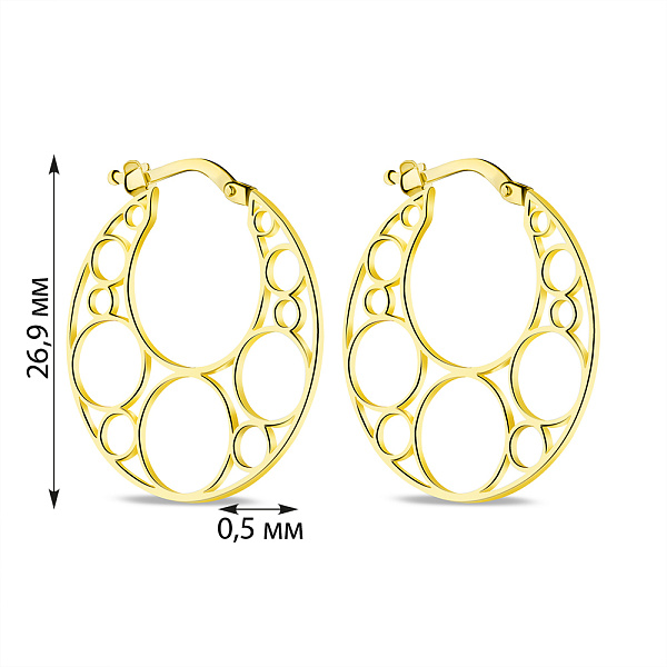 Срібні сережки з жовтим родіюванням (арт. 7502/9367ж) – зображення 2