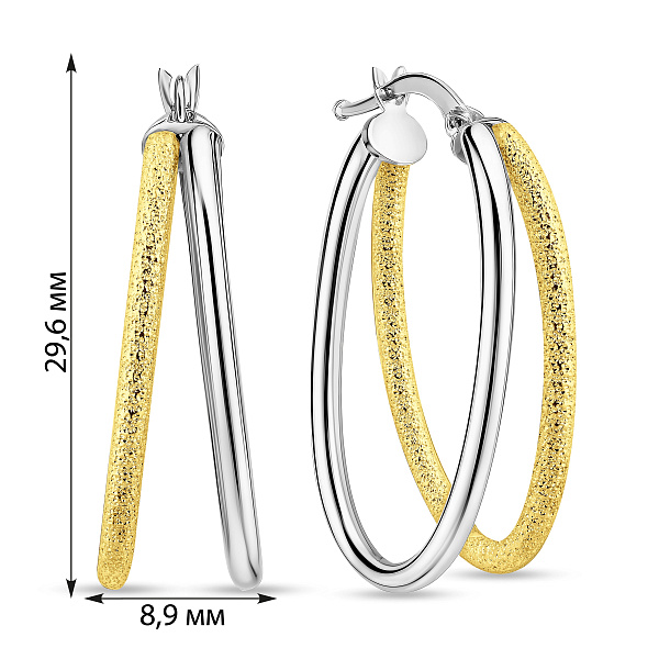 Серьги-кольца из желтого и белого золота (арт. 1091895/30жб) – изображение 6