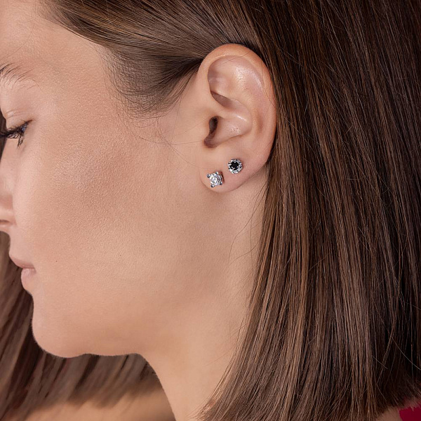 Сережки из белого золота с сапфиром и бриллиантом (арт. Т011087бс) – изображение 4