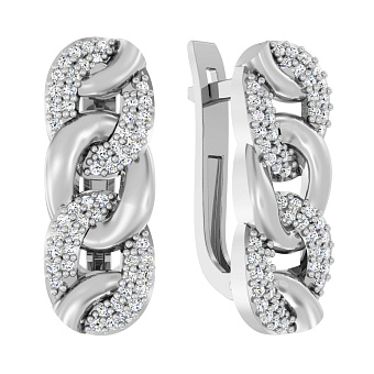 Золотые серьги "Звенья" с фианитами (арт. 110289б)