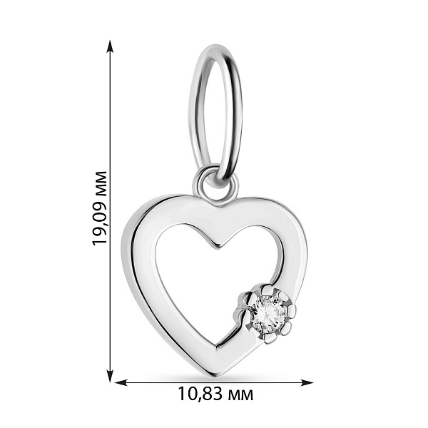 Золотой подвес "Сердце" с фианитом  (арт. 424492б) – изображение 2